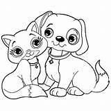 Coloring Pages Cat Dog Cute Printable Getcolorings Color Print sketch template