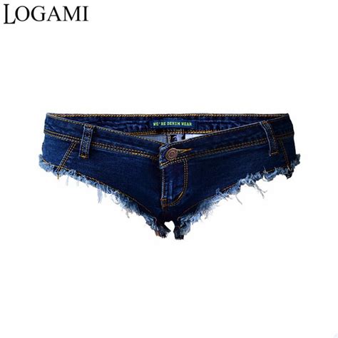 Logami Shorts Micro Sexy Hot Mini Denim Shorts Women Low Waist Summer