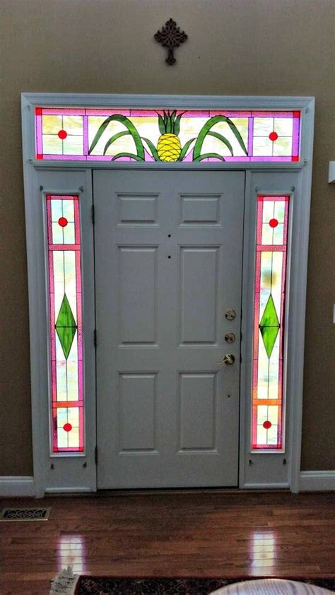 s 9 stained glass sidelights pineapple etsy custom wood frames