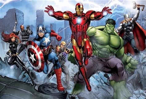 Super Hero Avengers Iron Man Hulk Captain America City Skyline