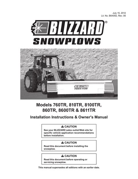 blizzard snowplow lt owners manual manualzz