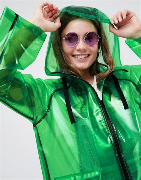 asos asos design rain jacket  contrast binding rain jacket raincoats  women