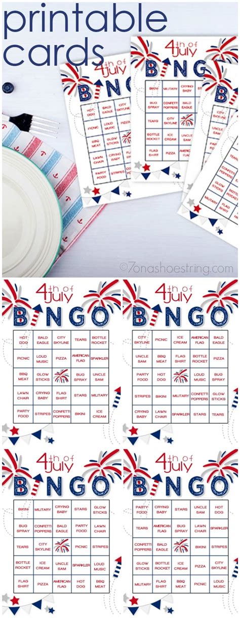 printable   july bingo adds fun  patriotic celebrations