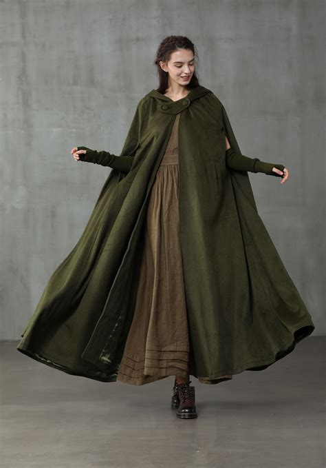 linennaive cloak maxi hooded wool coat cloak maxi hooded etsy