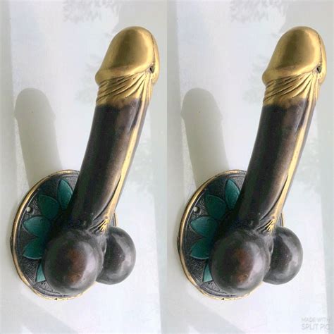 2 Large Penis 23 Cm Door Pull Or Hook Hand Made100 Brass