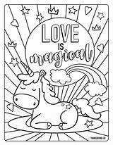 Coloring Pages Valentine Kids Valentines Color Cards Children Unicorn Magical sketch template