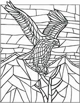 Mosaic Coloring Pages Animal Mosaics Printable Mystery Dover Publications Eagle Glass Stained Doverpublications Book Colouring Adult Color Animals Books Roman sketch template