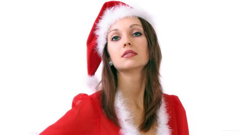 merry christmas girl model holiday winter snow beautiful tree gift santa woman