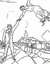 Chagall Coloring Colorare Disegni Opere Bambini Quadri Promenade Famous Scuola Quadro Famosi Supercoloring Primaria Passeggiata Misti Mondrian Arlecchino Ciao Meglio sketch template