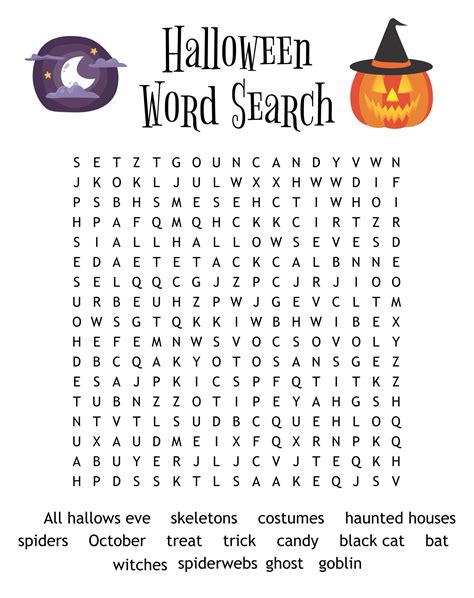 kids halloween word search printable     printablee