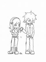 Emo Coloring Pages Couple Anime Printable Print Cartoon Kids Disney Heart Sheets Cute Couples Chibi Boy Color Library Clipart Getcolorings sketch template