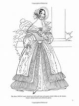 Coloring Pages Fashion Colonial Victorian Amazon Book Fashions Dover Tierney Tom Adult Sheets Books Template sketch template