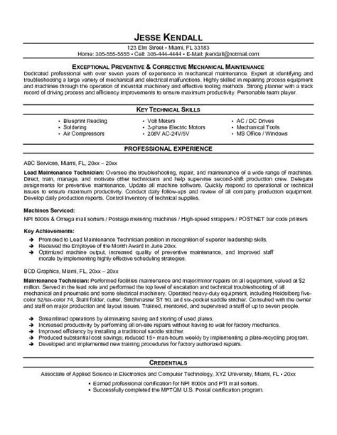 maintenance resume template  httptopresumeinfomaintenance