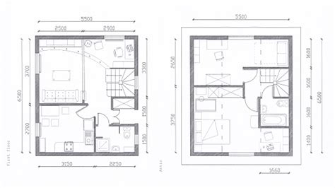 Architectural Floor Plan Of A Small House With Dimensions On The