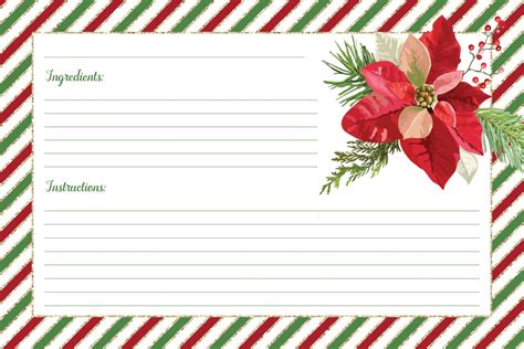 printable christmas recipe cards recipe cards template