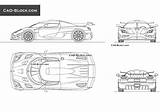 Koenigsegg Cad Autocad Block Car Drawing Cars Dwg Dimensions Plan Blueprints Views Visit Blocks sketch template