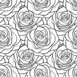 Coloring Flower Intricate Rose Roses Adults Pages Pattern Stock Seamless Beautiful Background Butterflies Illustration Vector Contours Contour Strokes Drawn Lines sketch template