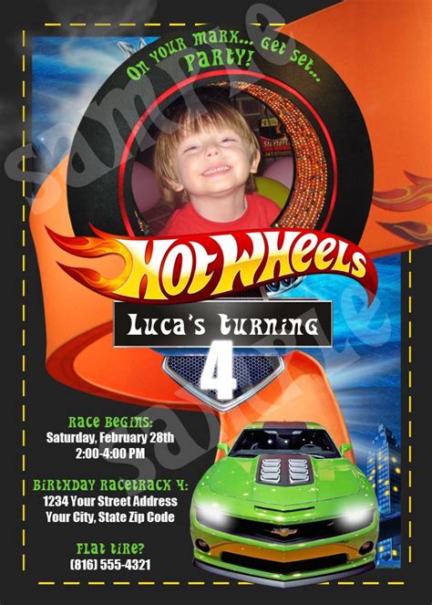 hotwheels birthday party invitations race car hot wheels