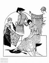 Coloring Vintage Book Fashion Layouts 1920s Early Women Amazon Now sketch template