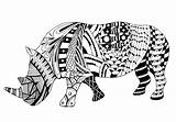 Zentangle Rhino Vector Illustration Freehand Stylized Pencil Doodle Coloring Book Animal Zen Shirts Print Stock sketch template
