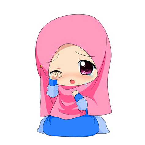 300 gambar kartun muslimah bercadar cantik sedih keren [lengkap]