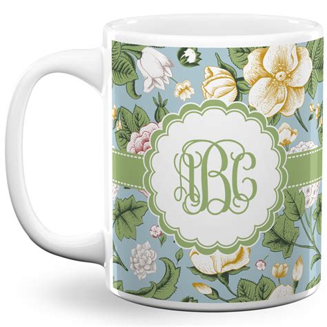 custom vintage floral  oz coffee mug white personalized