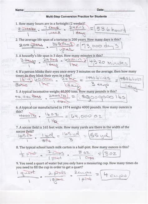 dimensional analysis worksheets  answer key yahoo search results