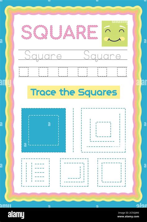 preschool colorful square shape tracing  writing daily printable