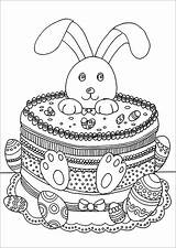 Easter Coloring Rabbit Kids Pages Color Adults Cake Funny Coloriage Lapin Children Paques Adult Eggs Few Details Egg Drawings Justcolor sketch template