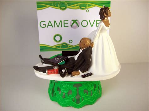 funny wedding cake topper bald african american black couple custom