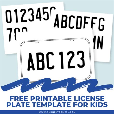 printable license plate template  kids