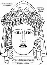 Greek Masks Theater Ancient Color Girls Coloring Boys Female sketch template