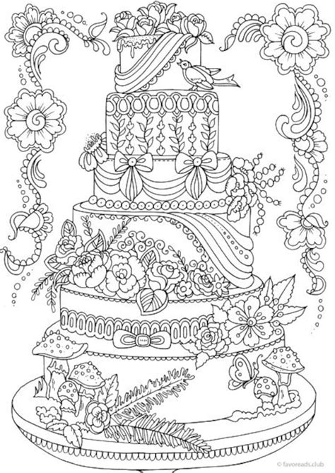 cake printable adult coloring page  favoreads coloring etsy
