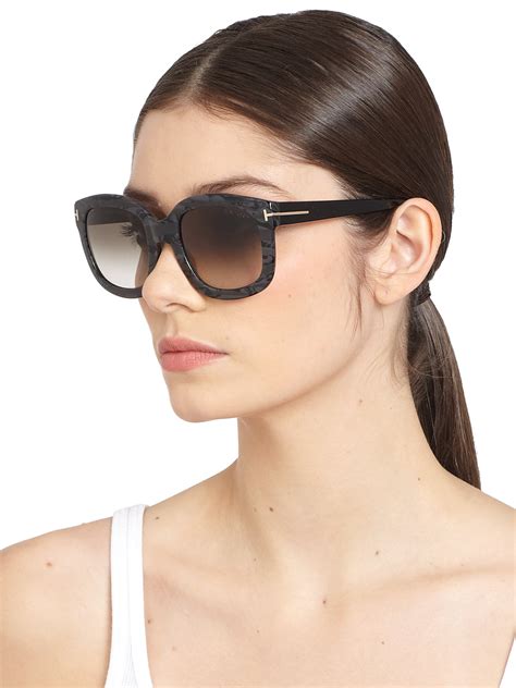 lyst tom ford christophe 53mm oversized square sunglasses in black