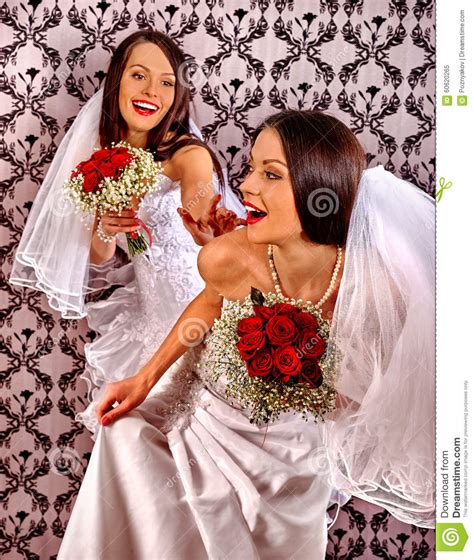 wedding lesbians girl in bridal dress stock image image of kiss