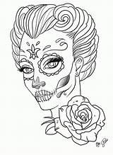 Coloring Skull Pages Sugar Adults Skulls Adult Tattoo Girl Book Detailed Color Drawing Printable Female Woman Books Candy Print Halloween sketch template