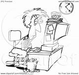 Deadline Tired Cartoon Outline Trying Meet Woman Her Clip Illustration Royalty Rf Toonaday Ron Leishman sketch template