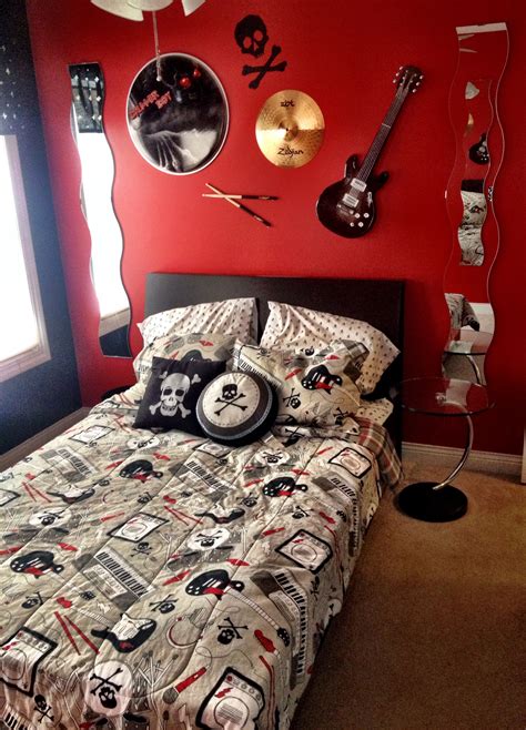 My Son S Rockstar Themed Bedroom Custom Drumhead Design By Dru