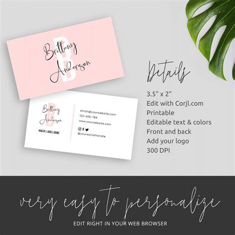 business cards template feminine business card design etsy