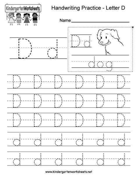 Letter D Writing Practice Worksheet This Series Of Handwriting