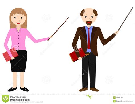 male and female teachers with pointer stock vector