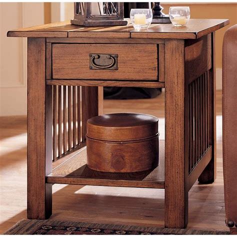 hammary canyon mission oak single drawer  table  lamps