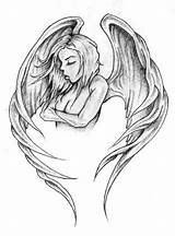 Angel Tattoo Designs Outline Tattoos Wings Drawing Guardian Female Girl Wing Stencil Draw Template Back Half Sketch Simple Sketches Getdrawings sketch template