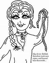 Delilah Samson Coloring Pages School Sunday Kids Worksheets Colouring Church Crafts Bible Story Children Color Rope Printable Popular Judges Class sketch template