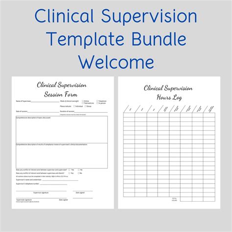 diy clinical supervision session form  hours log canva template