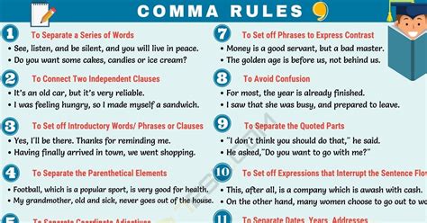 comma     comma  important comma rules esl