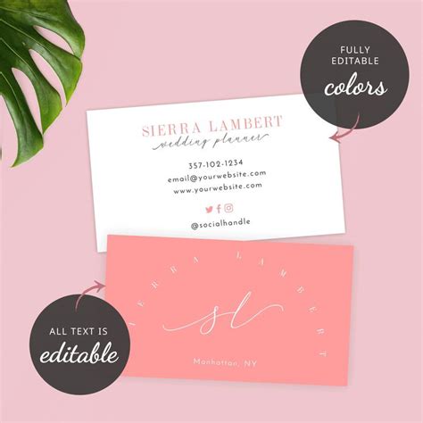 feminine business card template diy business cards design etsy