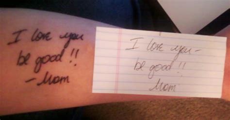 girl gets note tattoo after her mom dies popsugar love and sex