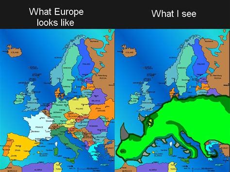 funny pictures auto map how x see europe dinosaur