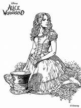 Alice Wonderland Burton Tim Coloring Pages Drawing Adult Kids Colouring Drawings Fun Mad Hatter Disney Book Adults Nightmare Colour Votes sketch template